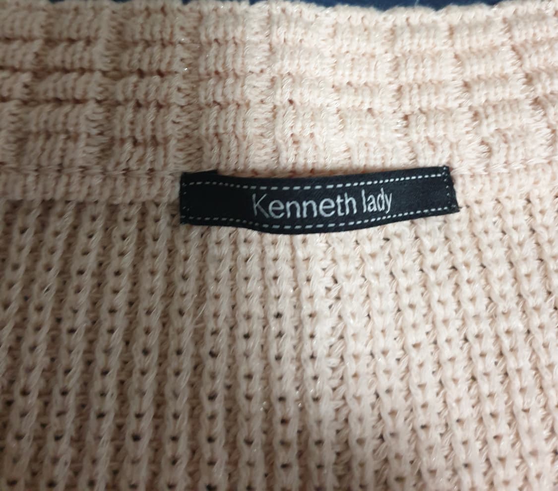 케네스레이디 넥버튼 브로치 가디건 살구 (S) 상품이미지3