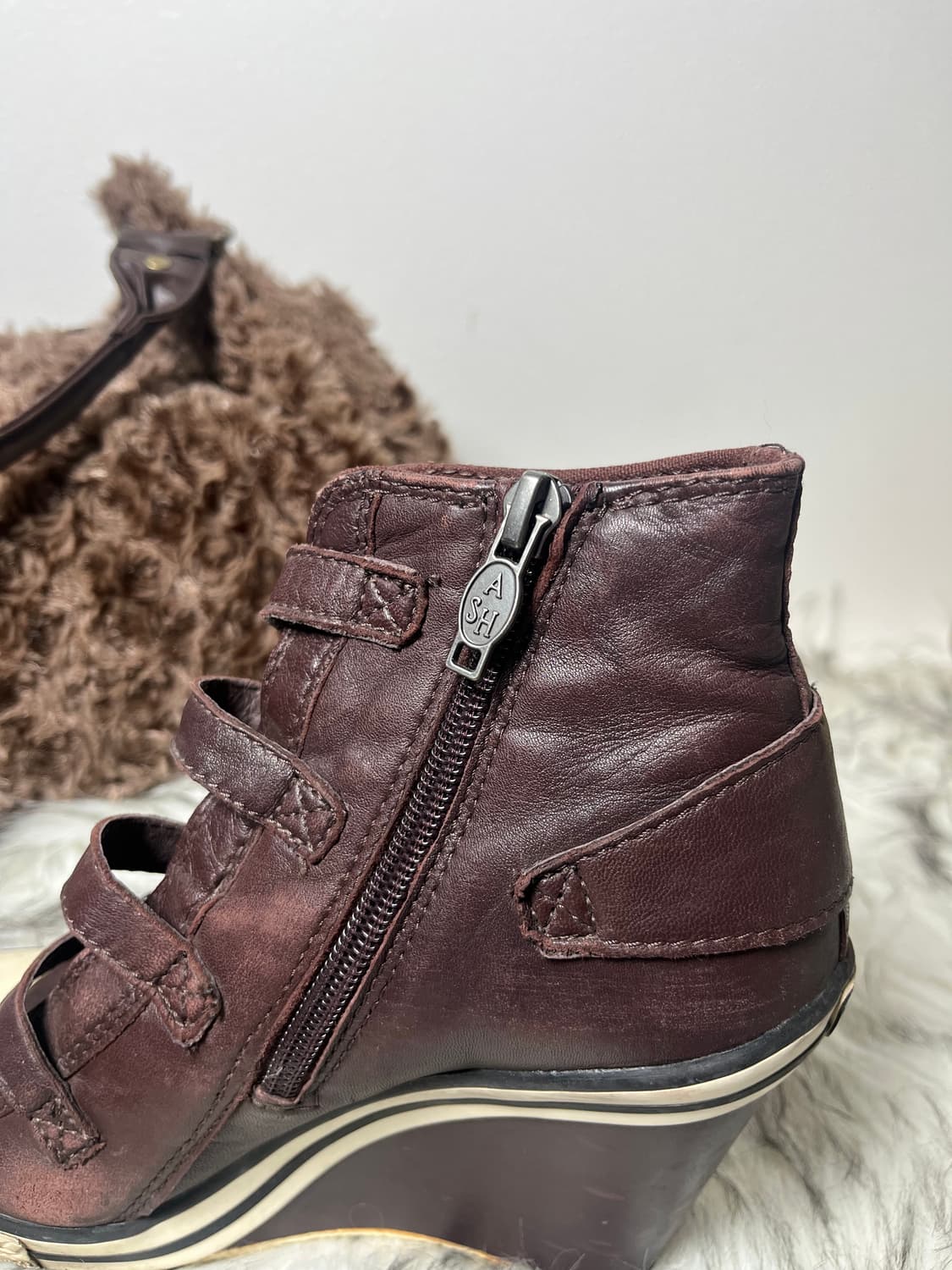 Ash 아쉬 웨지힐 스니커즈 버건디 가죽 상품이미지7