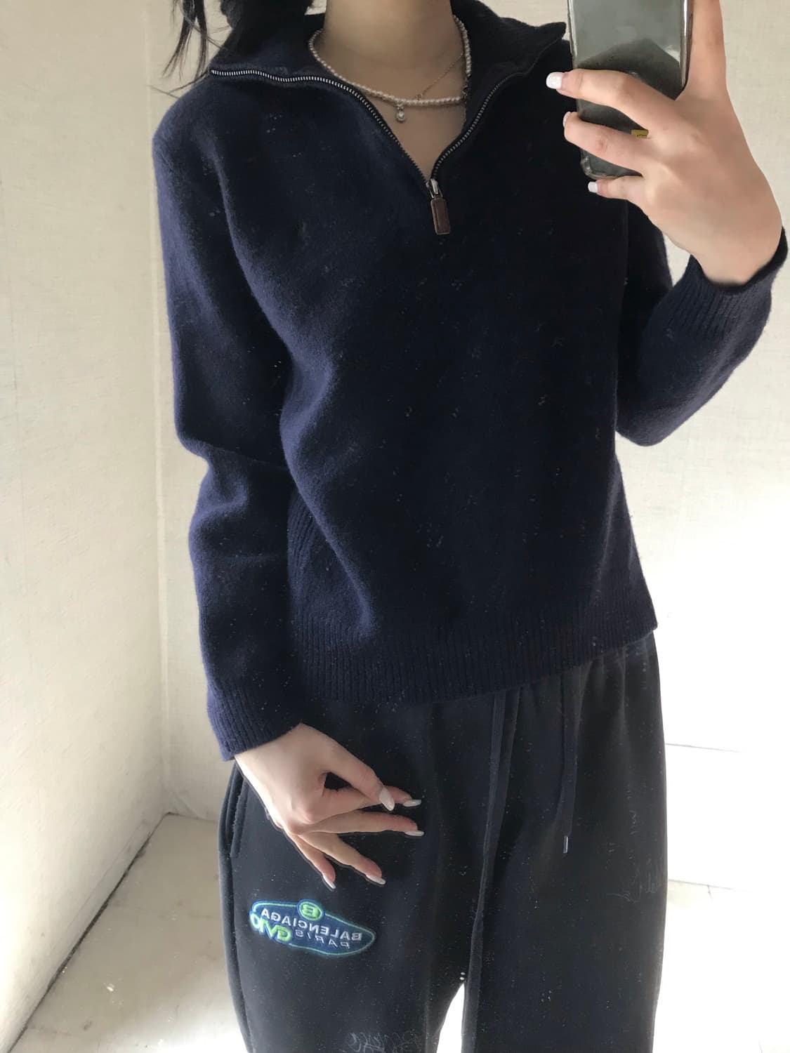 폴로 네이비 니트 반집업 상품이미지6