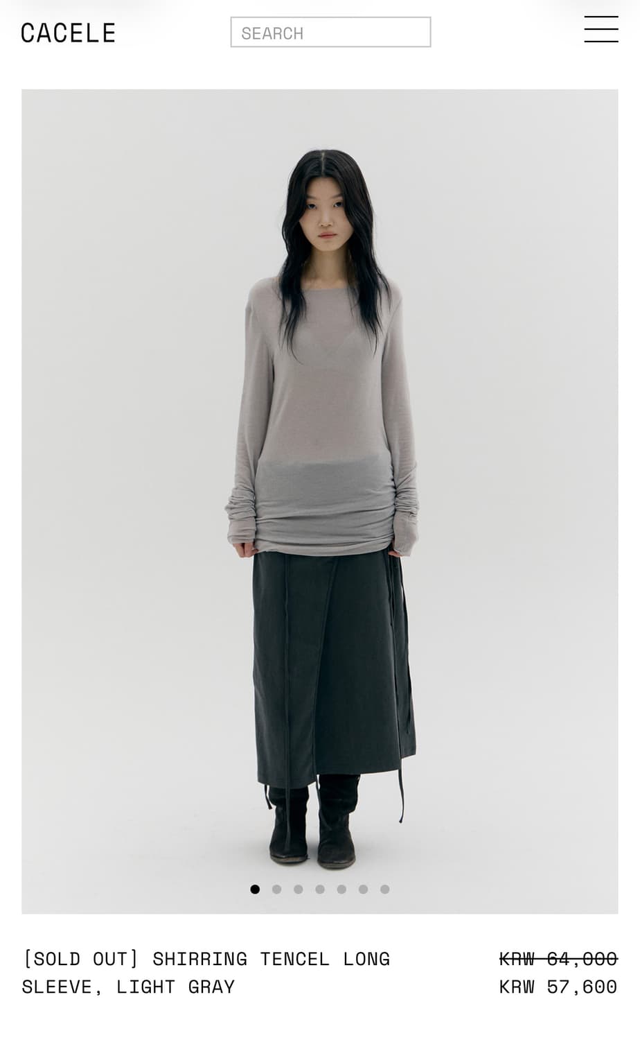 카셀 SHIRRING TENCEL LONG SLEEVE, LIGHT GR 상품이미지1