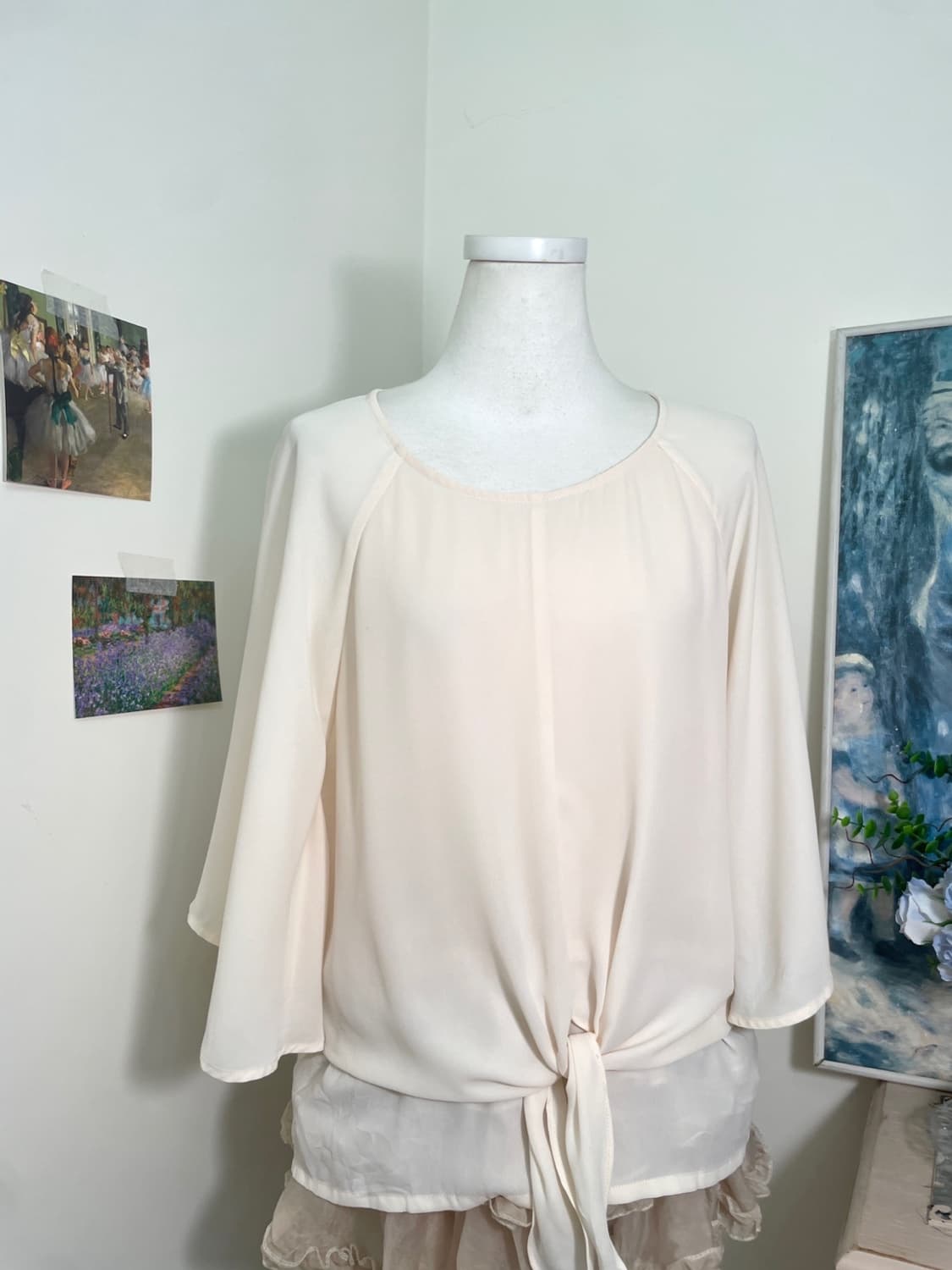 coral ivory bow point fairy blouse 상품이미지5