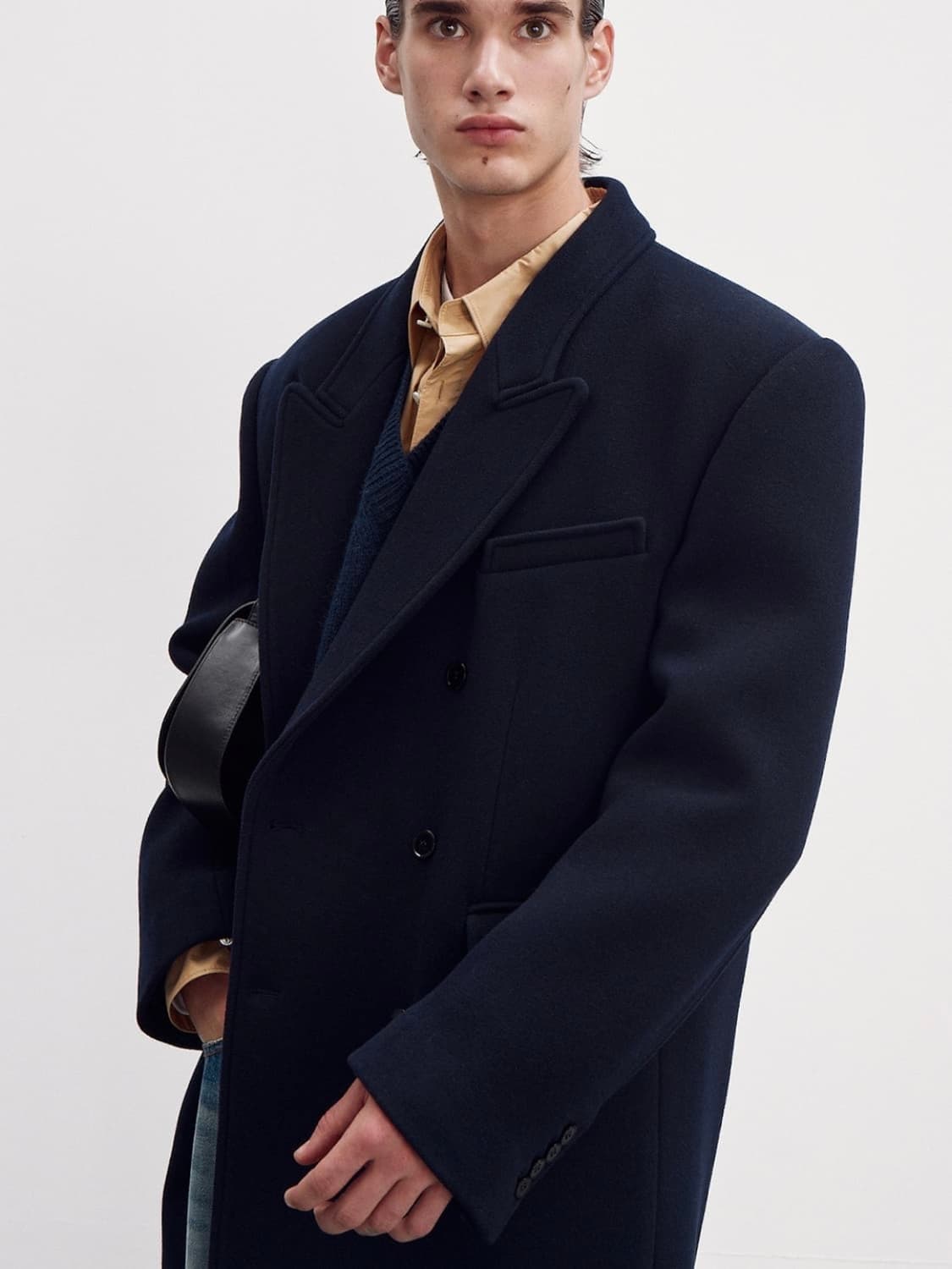 [L] 렉토 로버펠트 더블 코트 네이비 상품이미지2