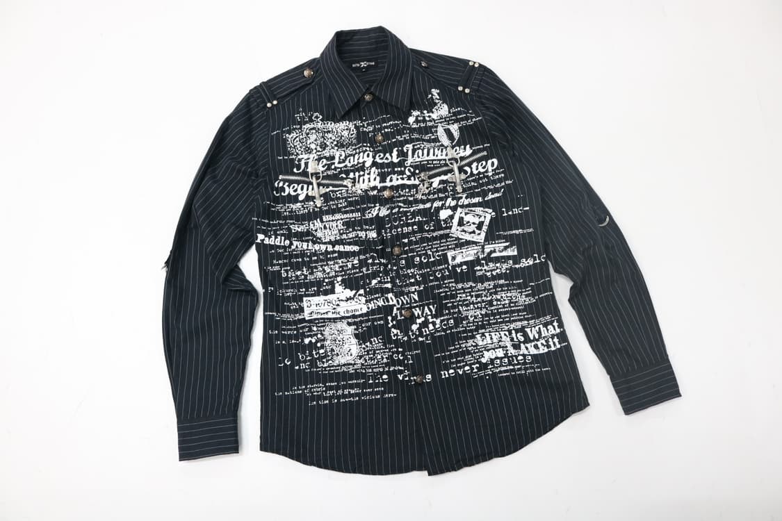 BATSU STUDIO 바츠 스튜디오 빈티지 펑크 스트라이프 본디지 셔츠 상품이미지2