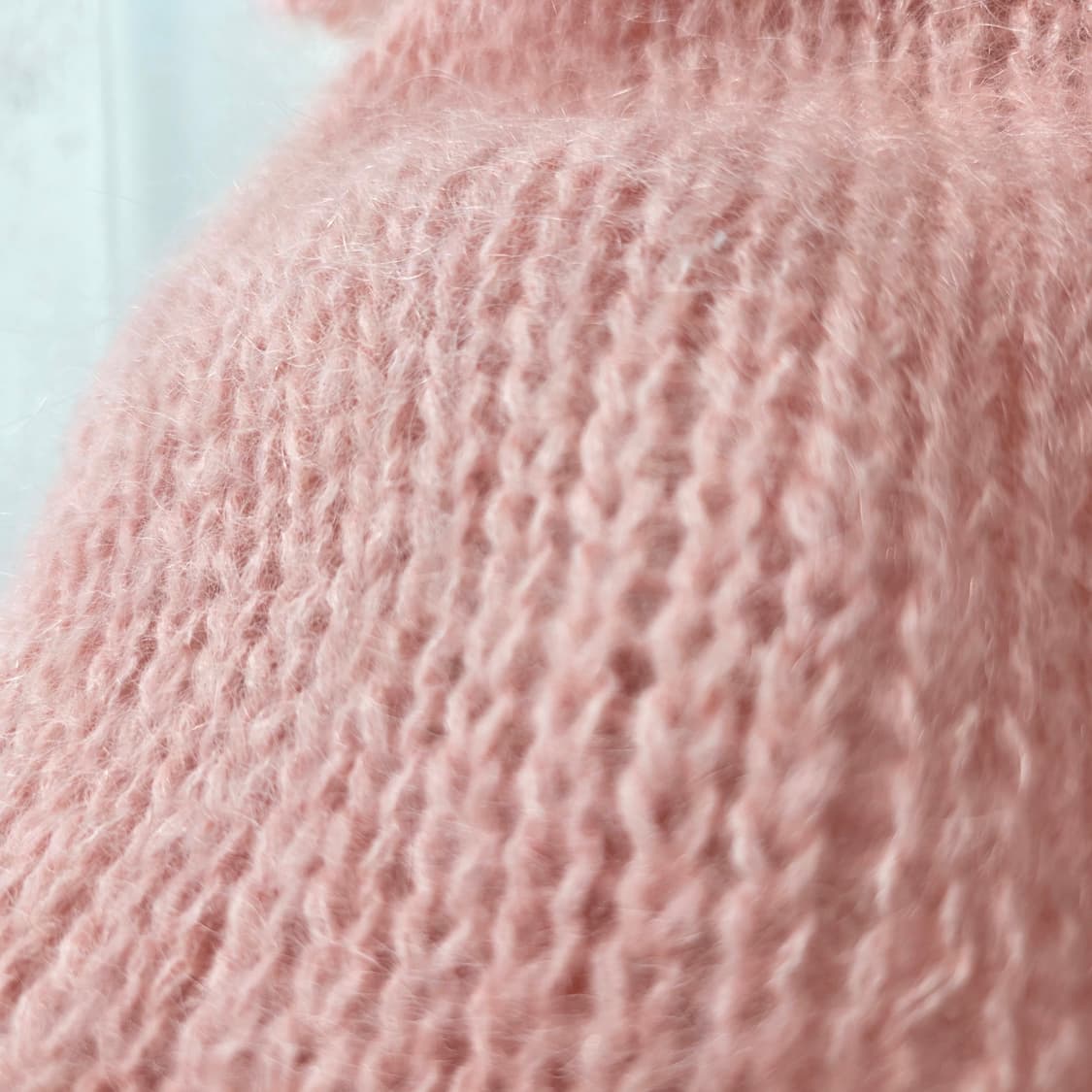 울 핑크 뜨개 크로셰 카라 캡소매 니트 가디건 상품이미지9