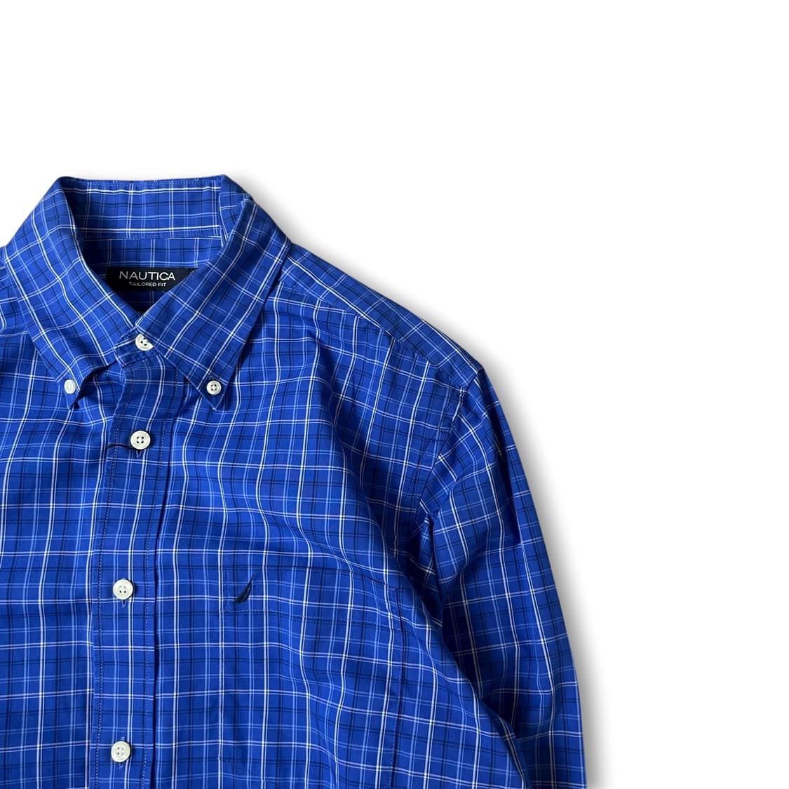 노티카 블루 체크 원포켓 긴팔 셔츠 테일러드핏 M 상품이미지2