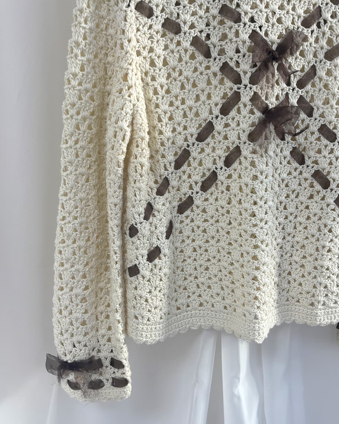 soso crochet chiffon trimmed cardigan 상품이미지5