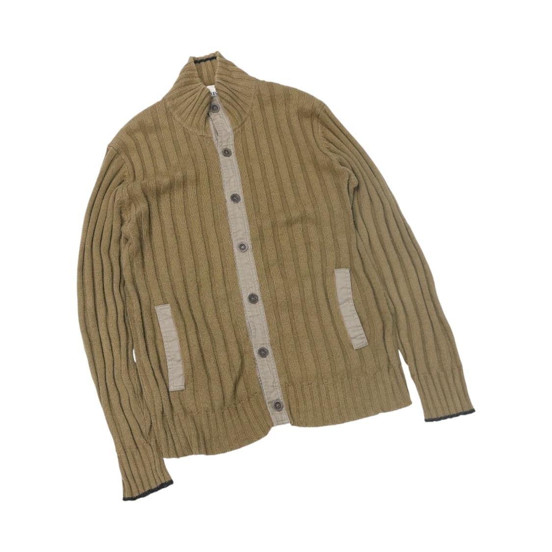 타케오 키쿠치 빈티지 카키 립 니트 가디건 (3) 상품이미지1