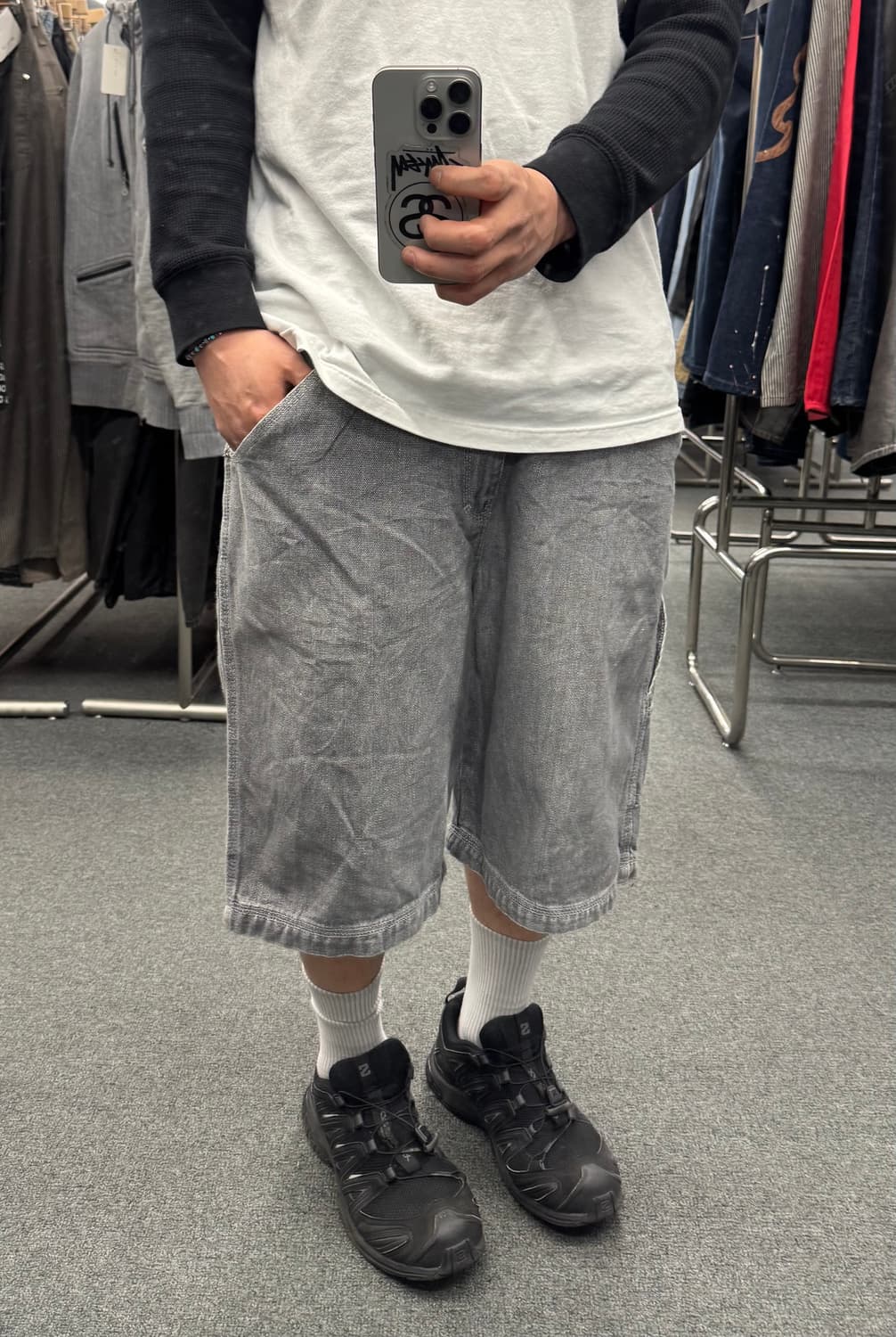 34) ENYCE 그레이 카펜터 워크팬츠 데님 반바지 쇼츠 상품이미지1