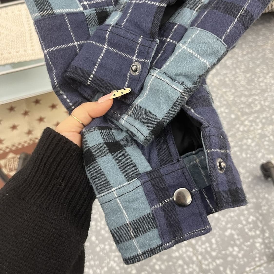 오베이 올드스쿨 캐주얼 빈티지 격자 체크 자켓 M C09908 상품이미지7