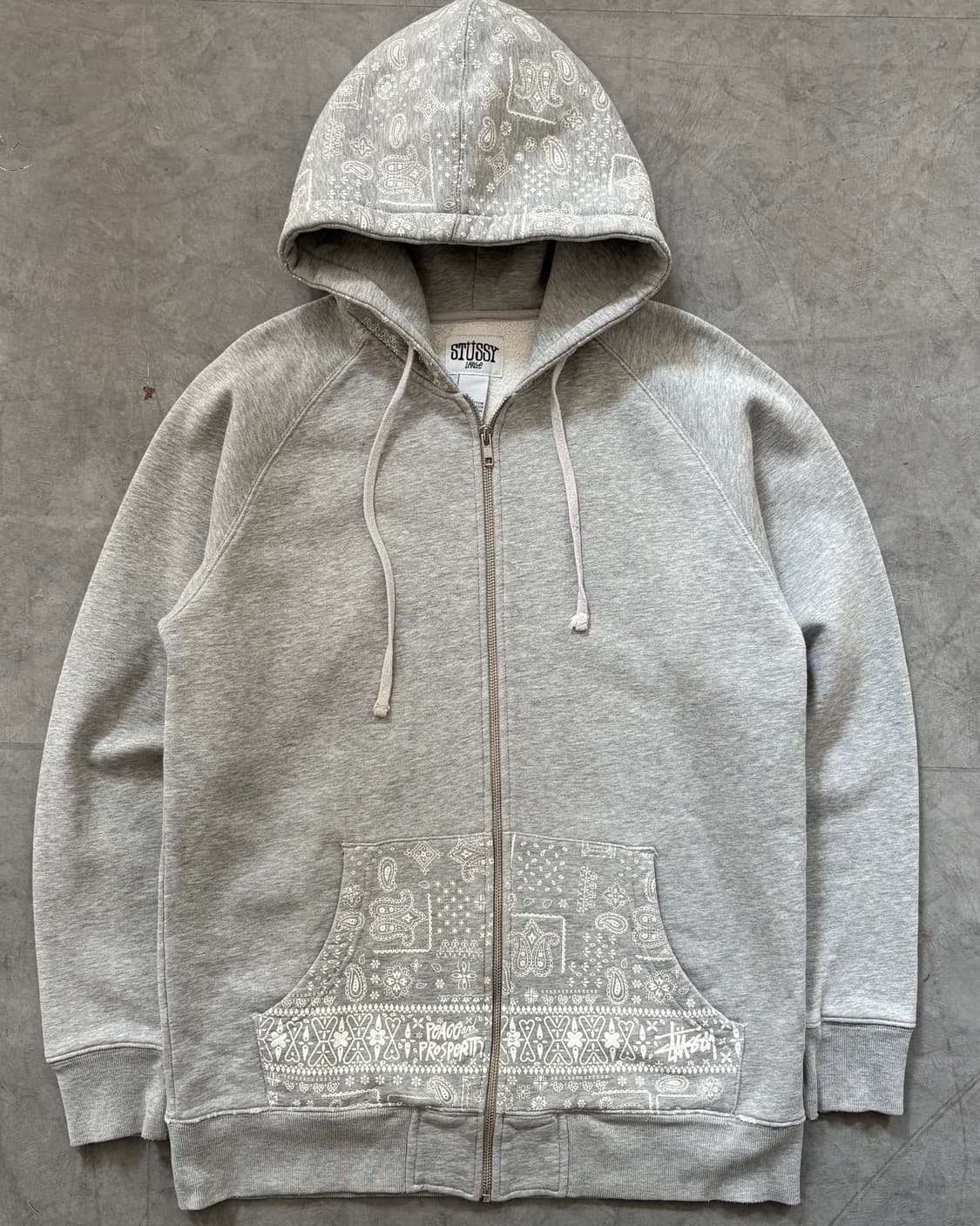 Stussy 스투시 00‘s 페이즐리 그레이 후드 집업  상품이미지1