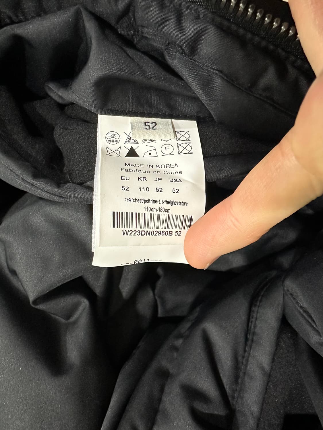 우영미 하이넥 다운 점퍼 블랙 W223DN02960B 새제품 52사이즈 상품이미지1