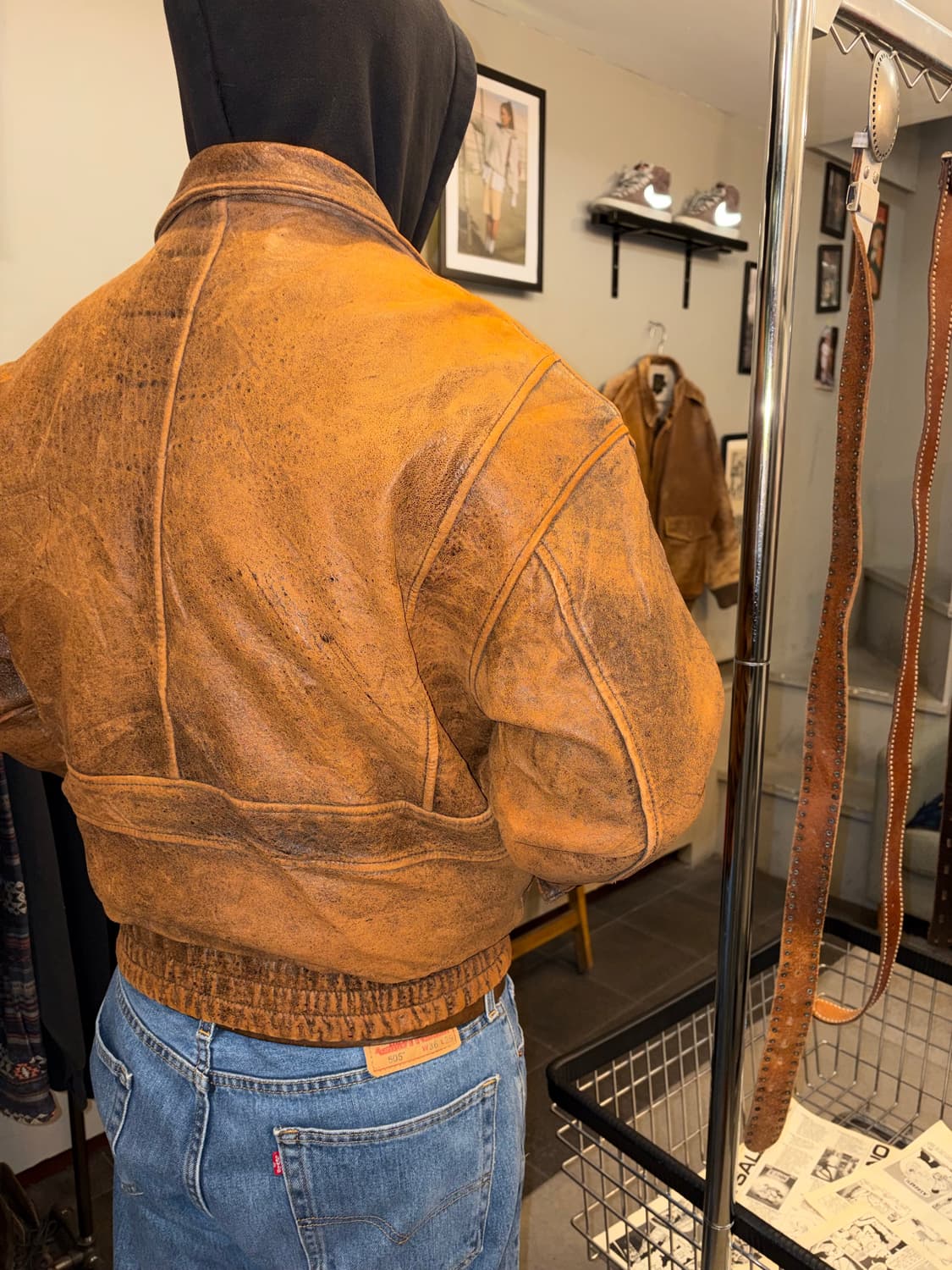 90’s Japanese cow-leather aged bomber  상품이미지9