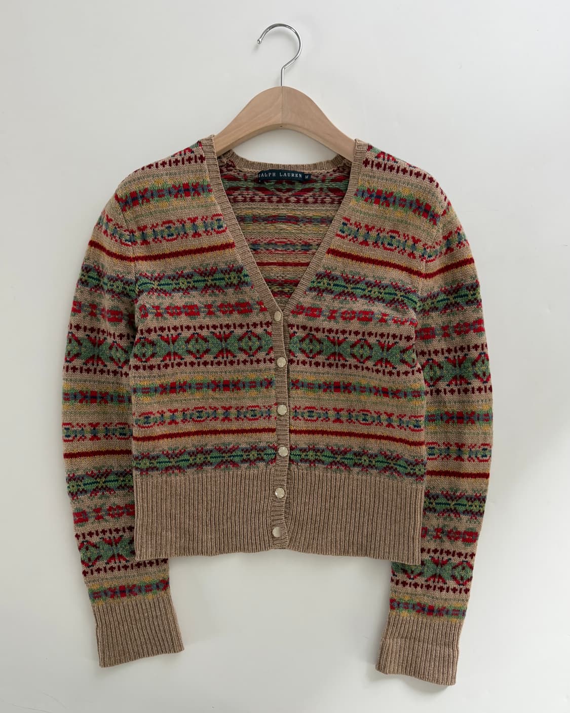 Polo 랄프로렌 90‘s 우먼 페어아일패턴 크롭 가디건 상품이미지4