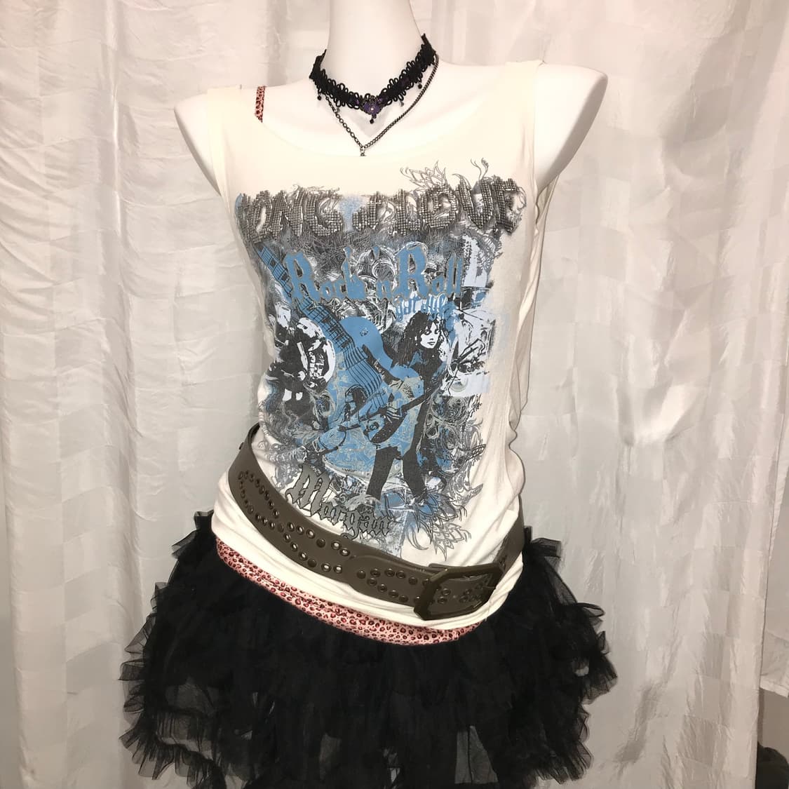 Morgan 모르간 락스타 갸루 펑크 백리스 슬리브리스 상품이미지1