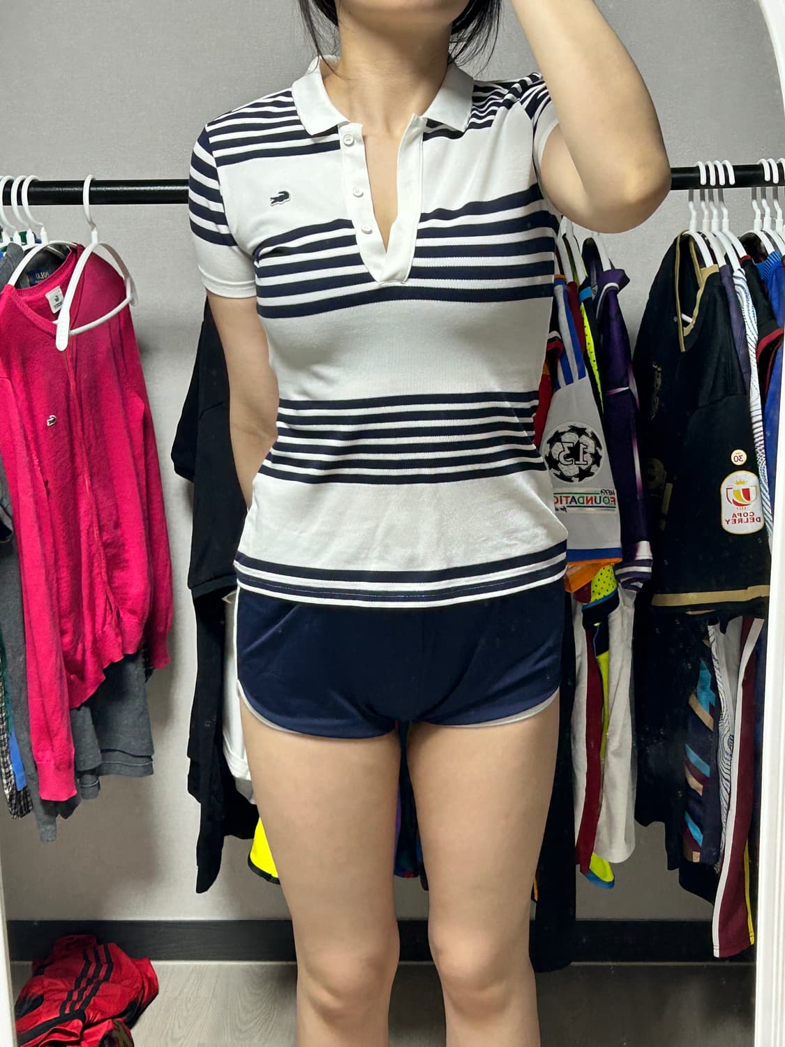 라코스테 스트라이프 화이트 카라티 상품이미지1