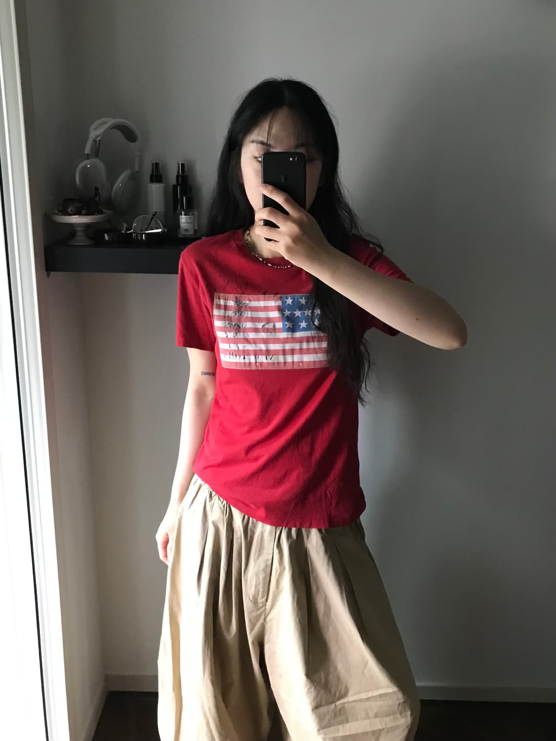 폴로 랄프로렌 올드스쿨 성조기 로고 레드 반팔티 상품이미지3