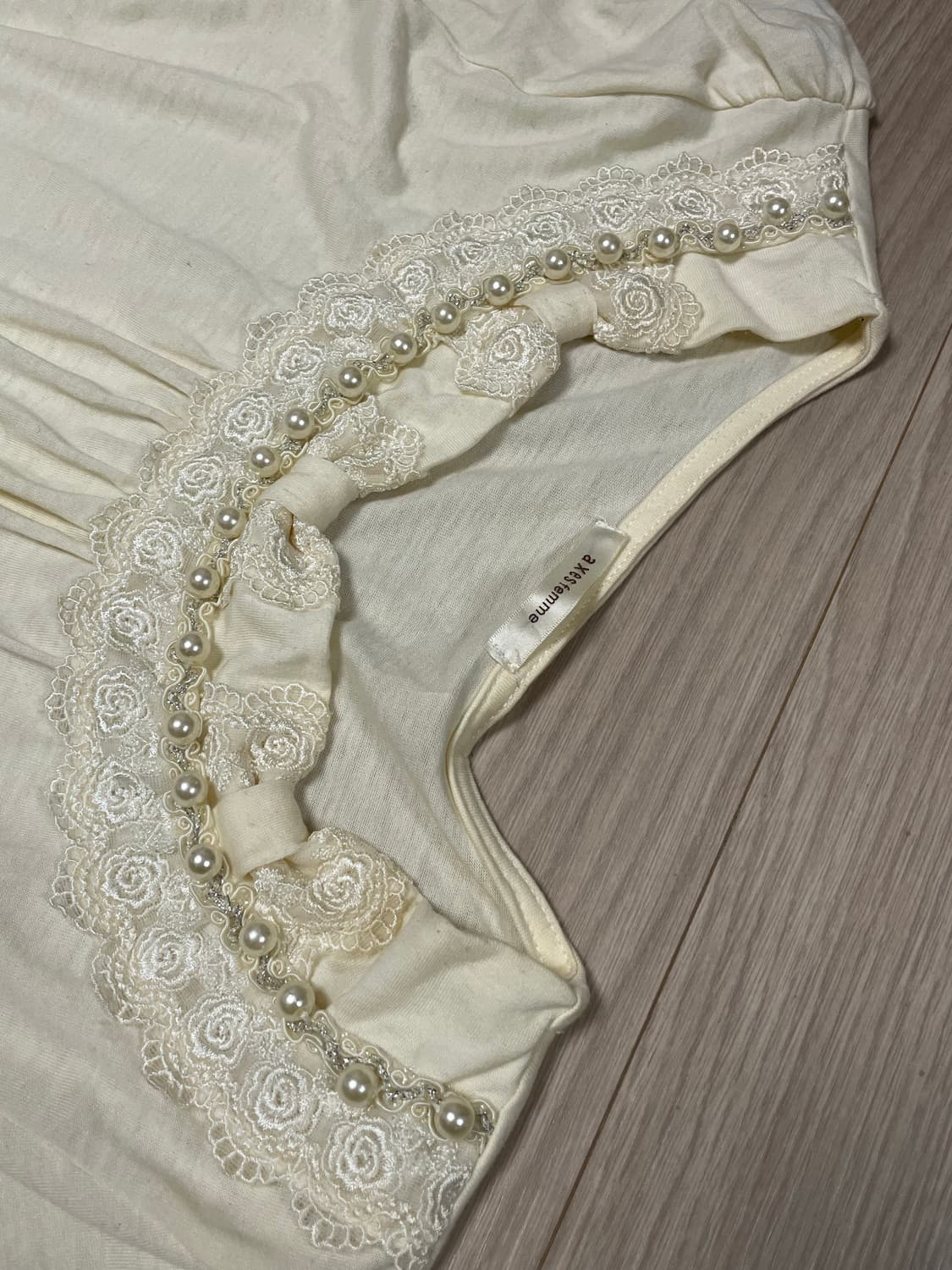 axes femme 엑시즈팜 진주 플라워 레이스 롱슬리브 상품이미지2