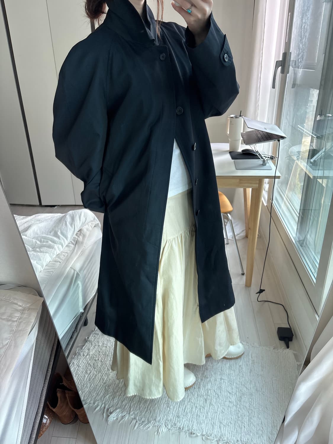 Navy Daddy Fit Trench Coat 상품이미지3