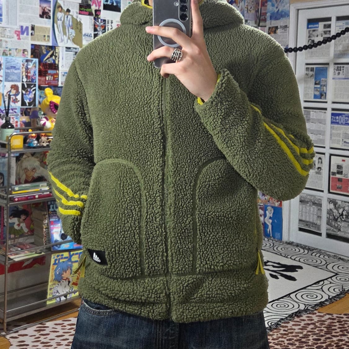 아디다스 카키 리버시블 플리스 후드 점퍼 상품이미지2