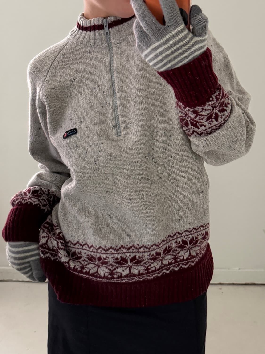 이태리 노르딕 패턴 반집업 니트 스웨터 상품이미지2