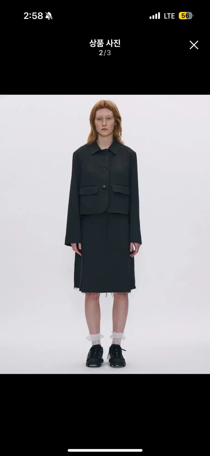 파르티멘토우먼 컷 오프 플리츠 미디 스커트 차콜 상품이미지2