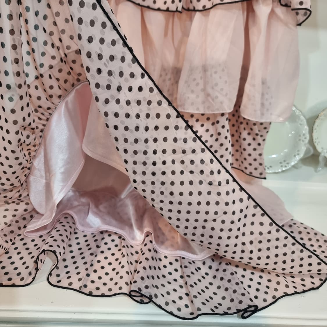 (트랄라라) 핑크 도트 캉캉 레이스 끈원피스 상품이미지7