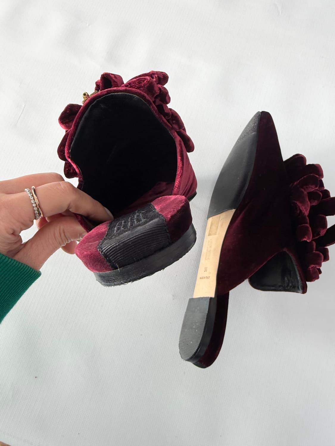 36/ 90s 이탈리아 꾸뛰르 무드 벨벳 뮬 디자이너 아틀리에 슈즈 상품이미지10