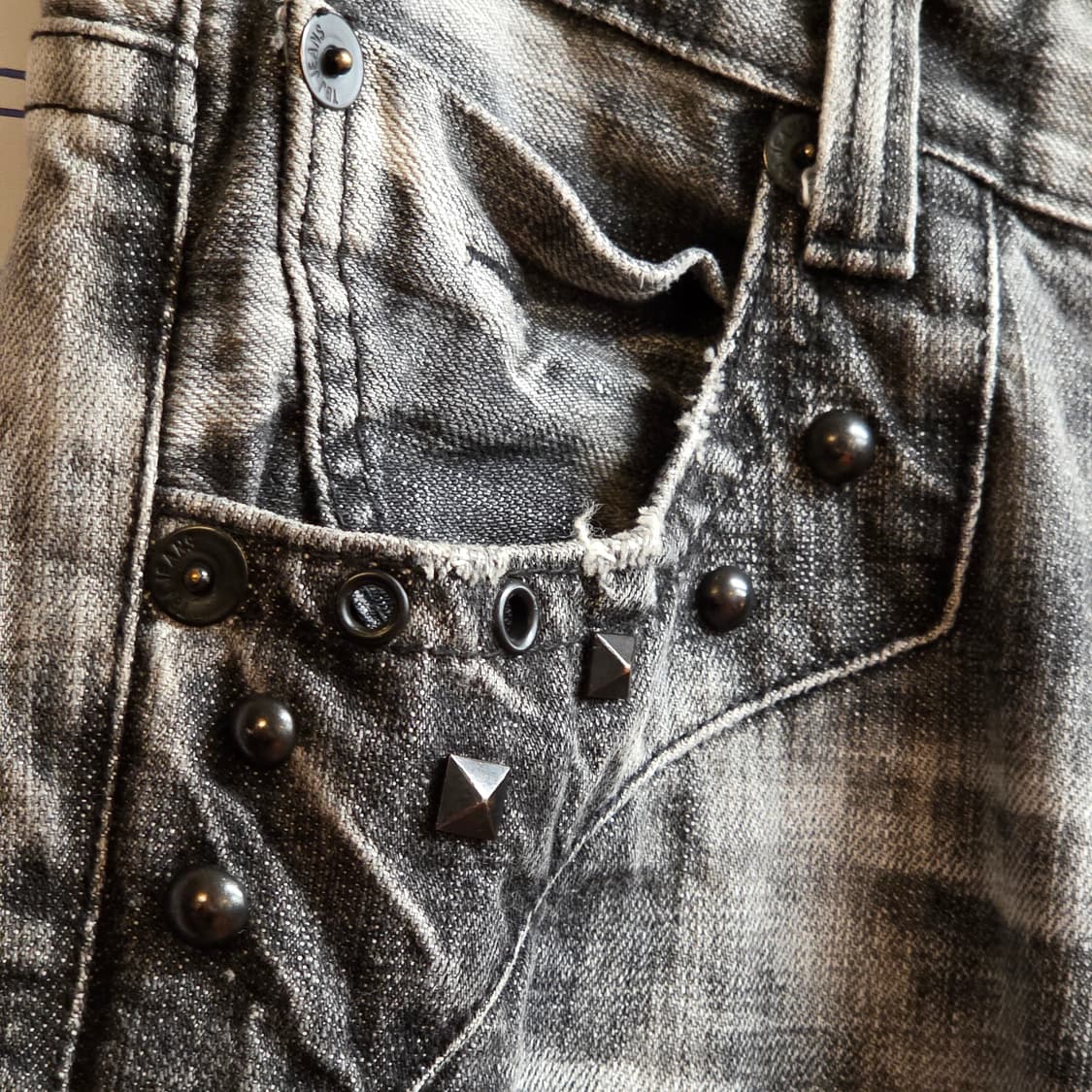 빈티지 펑크 타이다이 워싱 스터드 팬츠 상품이미지4