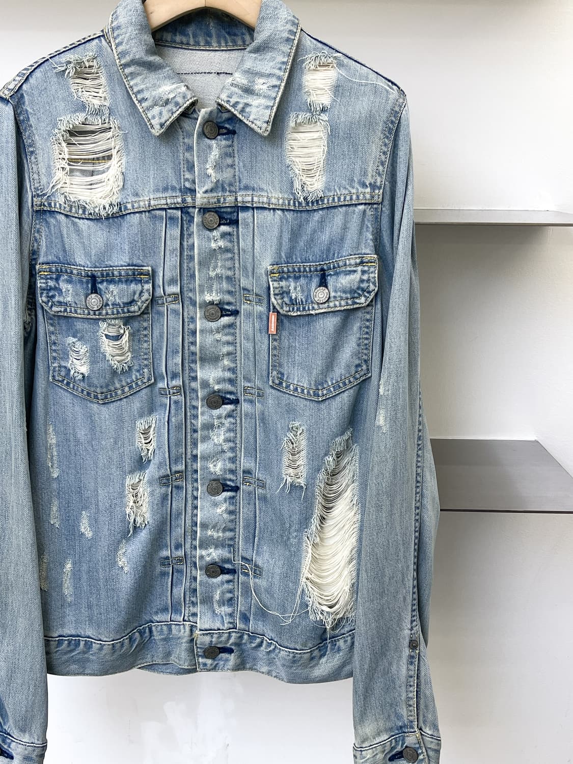 Moussy 크러쉬 데미지 데님 자켓 상품이미지4