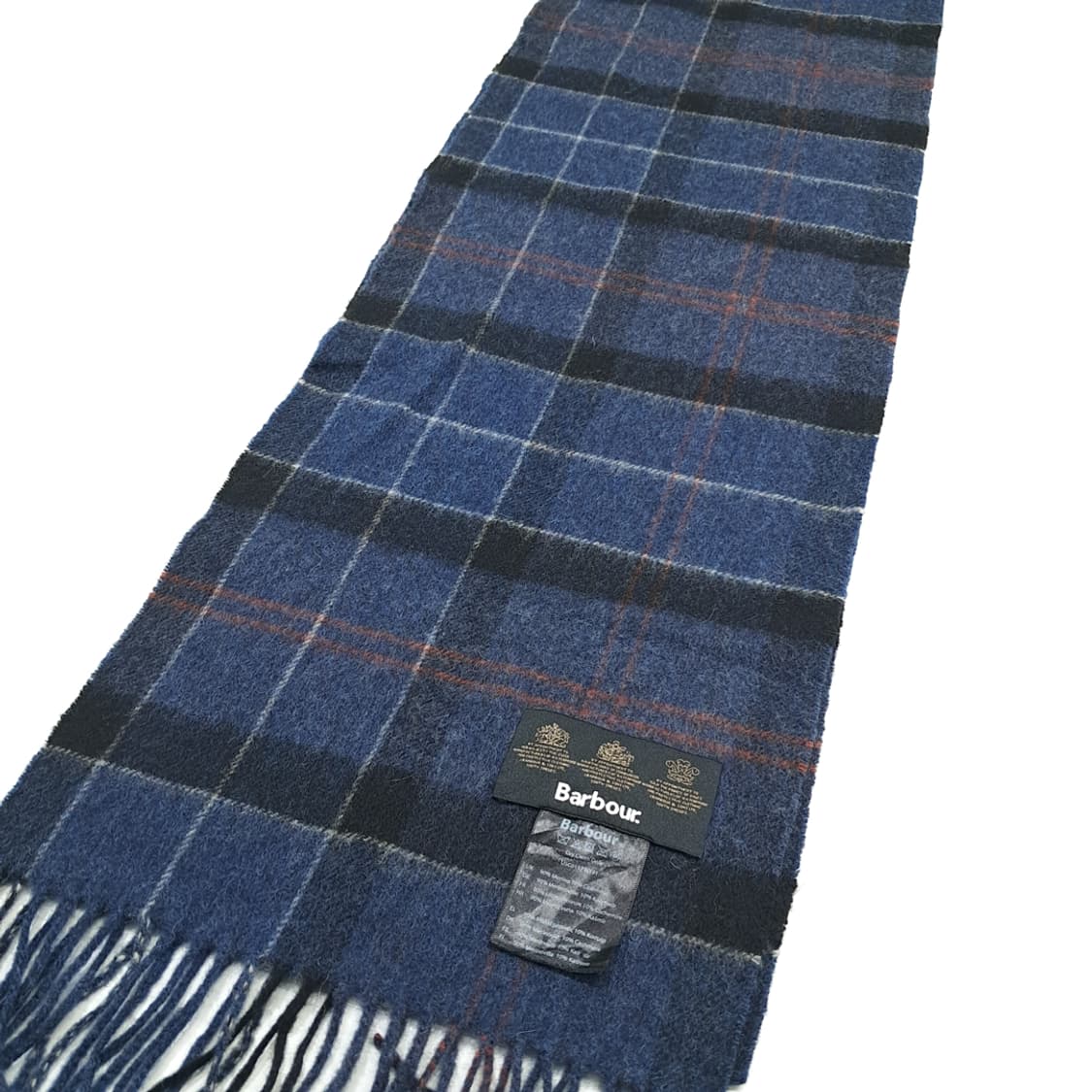 MX277 바버 네이비블랙 타탄체크 메리노울 캐시미어 목도리 머플러 상품이미지2