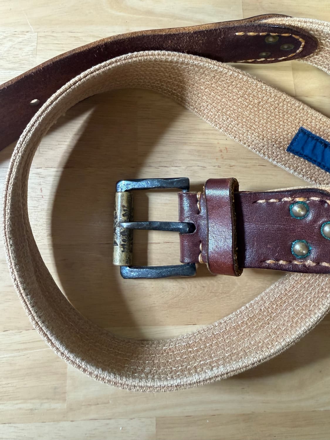 Old Kapital 캐피탈 레더 캔버스 벨트 상품이미지1