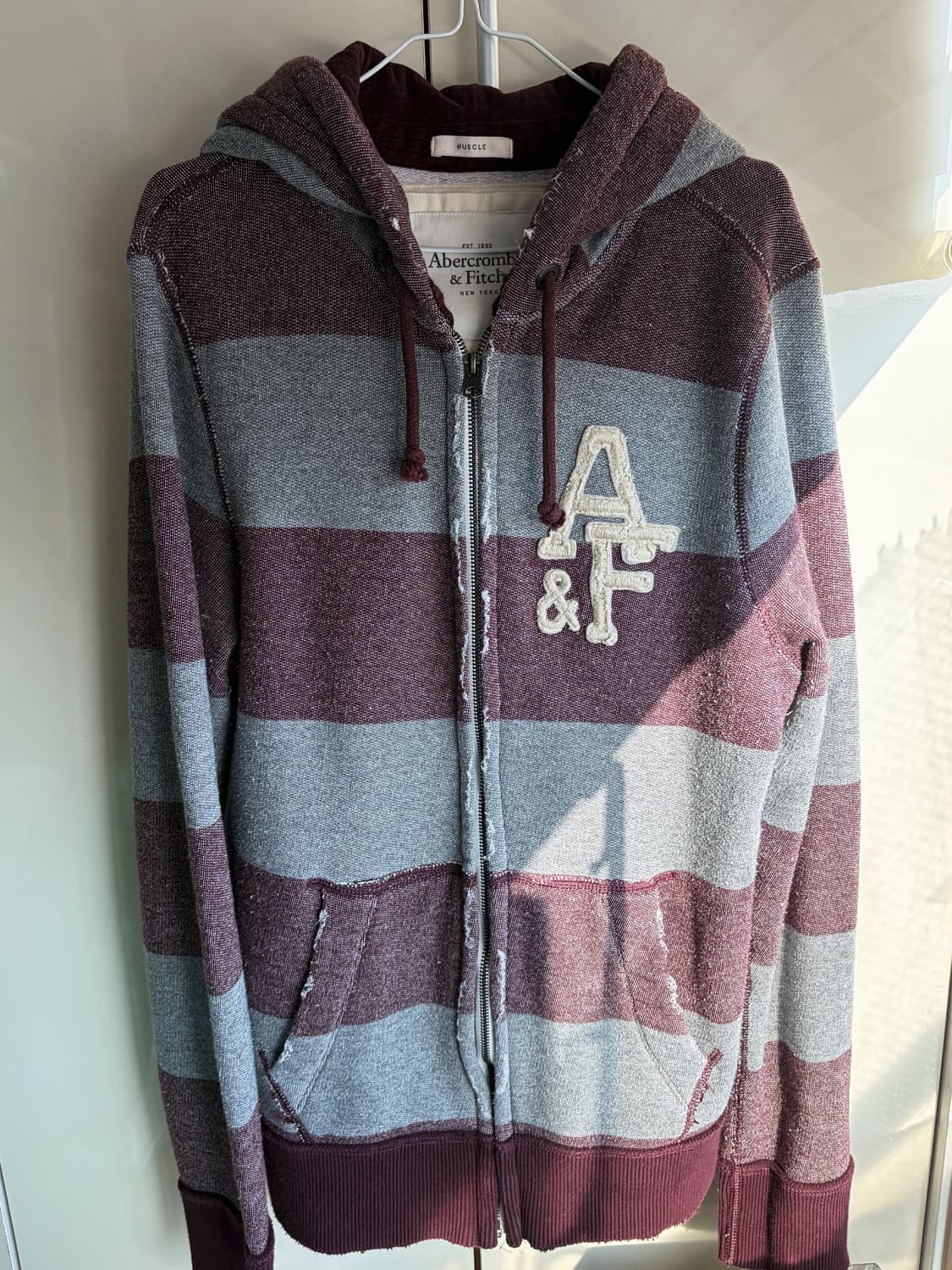 아베크롬비 와인색 기모 후드집업 상품이미지1