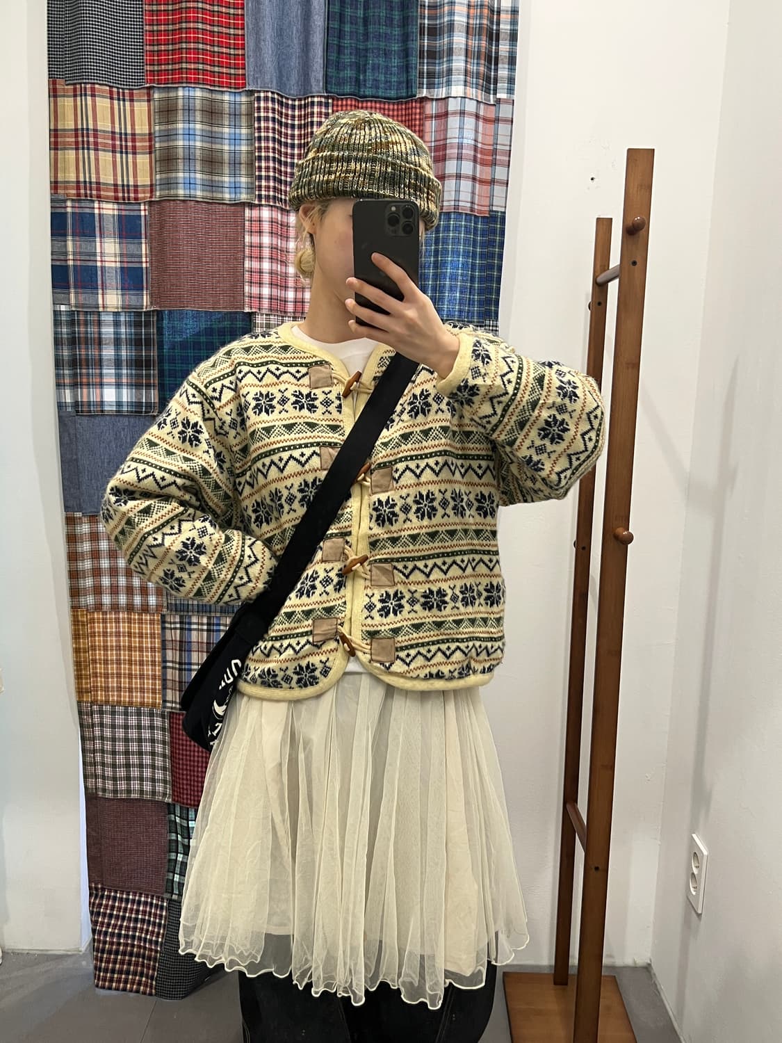 크림 빈티지 뽀글이 더플 자켓 상품이미지2