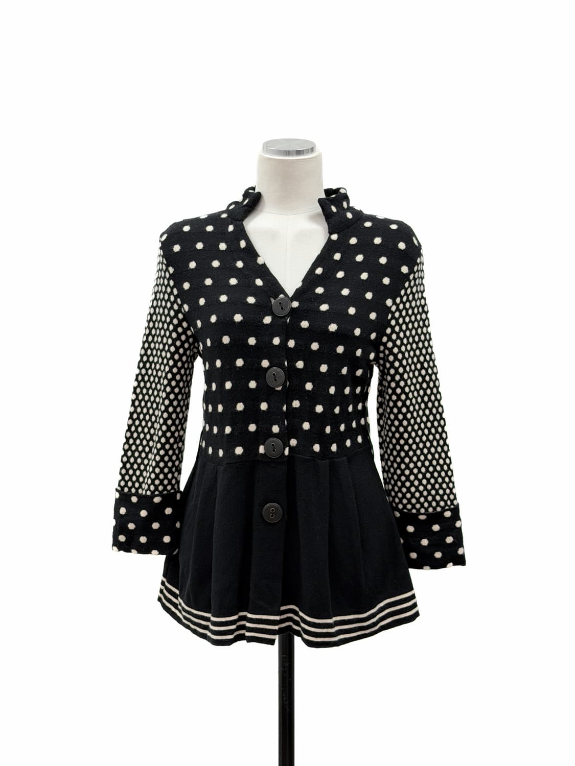 겐조 도트 배색 니트 가디건 상품이미지3