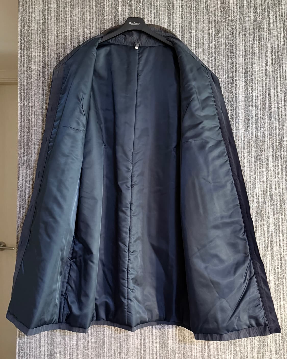 유니크 패치 디자인 빈티지 네이비 롱자켓 패딩 코트 솜 충전재 L사이즈 상품이미지6