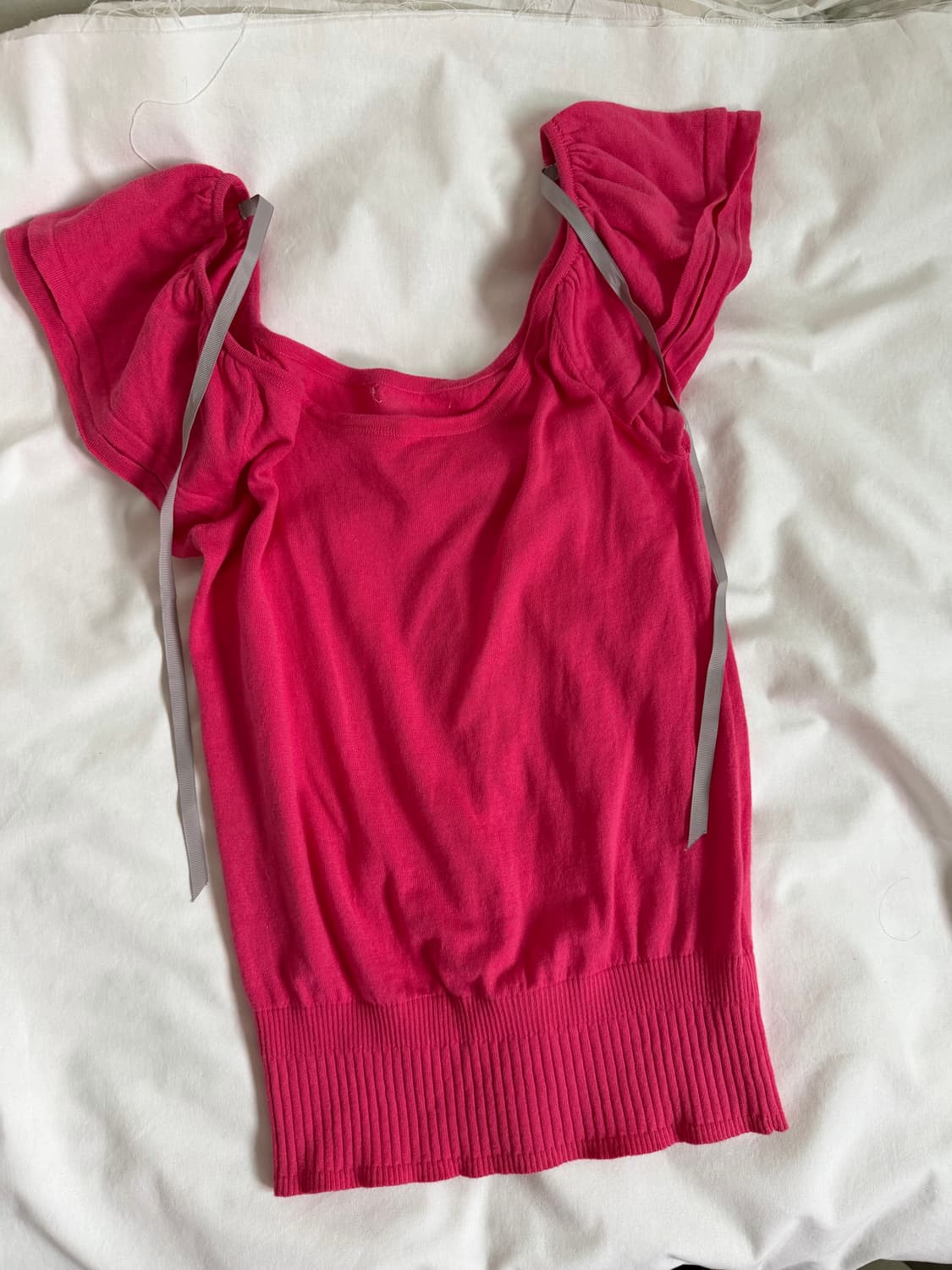 Ribbon ruffle knit top 상품이미지1