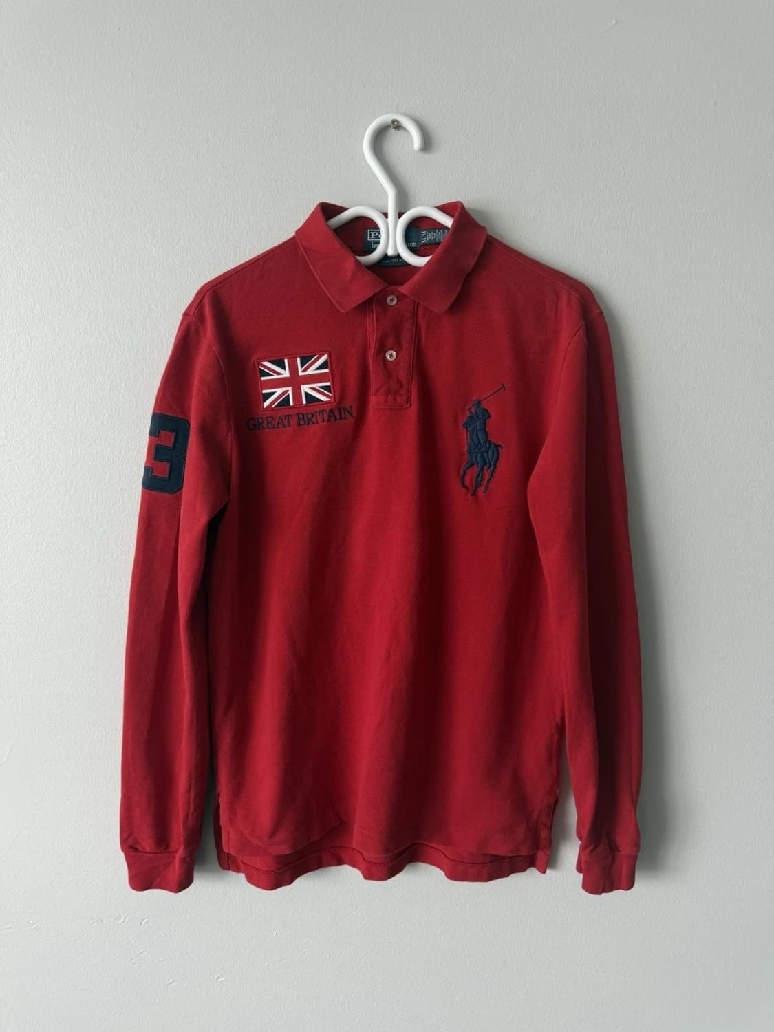 폴로 랄프로렌 그레이트 브리튼 3 롱 슬리브 폴로 셔츠 레드 상품이미지1