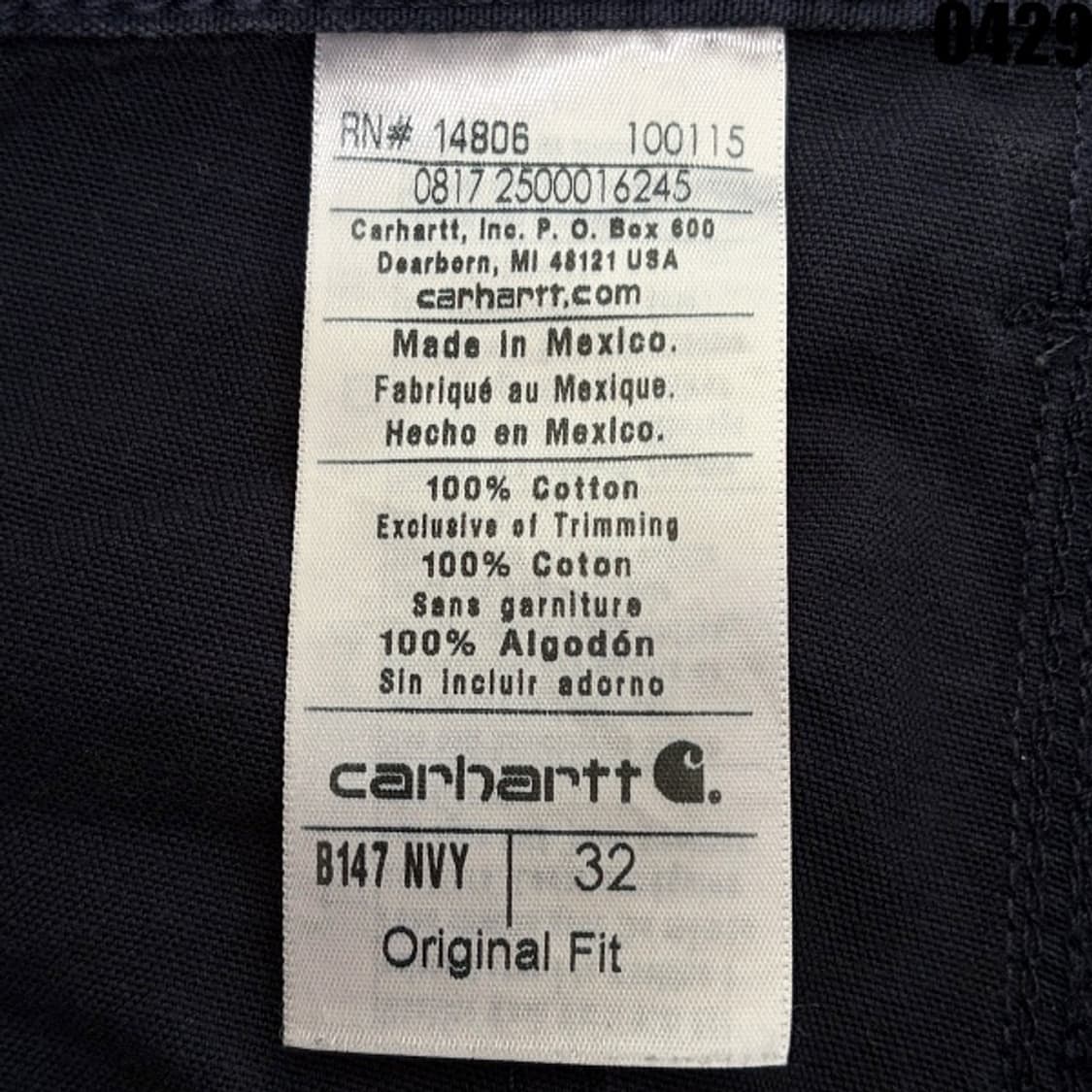 칼하트 B147 NVY 오리지널핏 워크 쇼츠 32 0429 상품이미지5