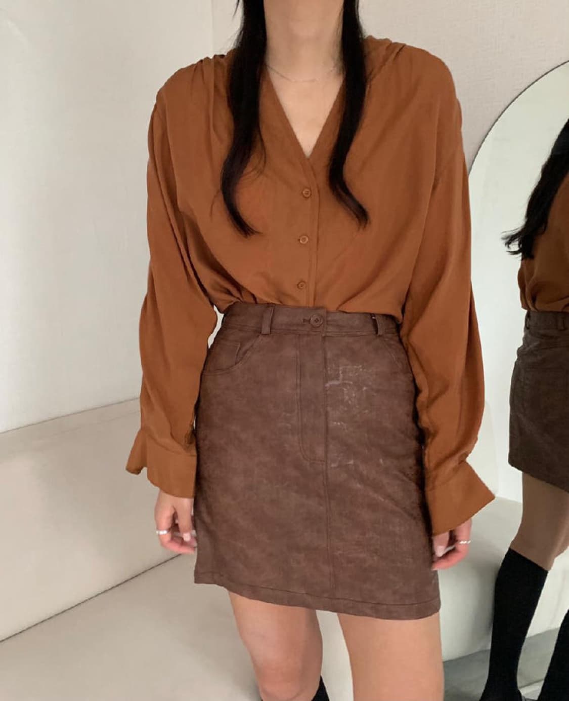 TABLE 러버 스커트 - 그레이, 브라운 상품이미지2