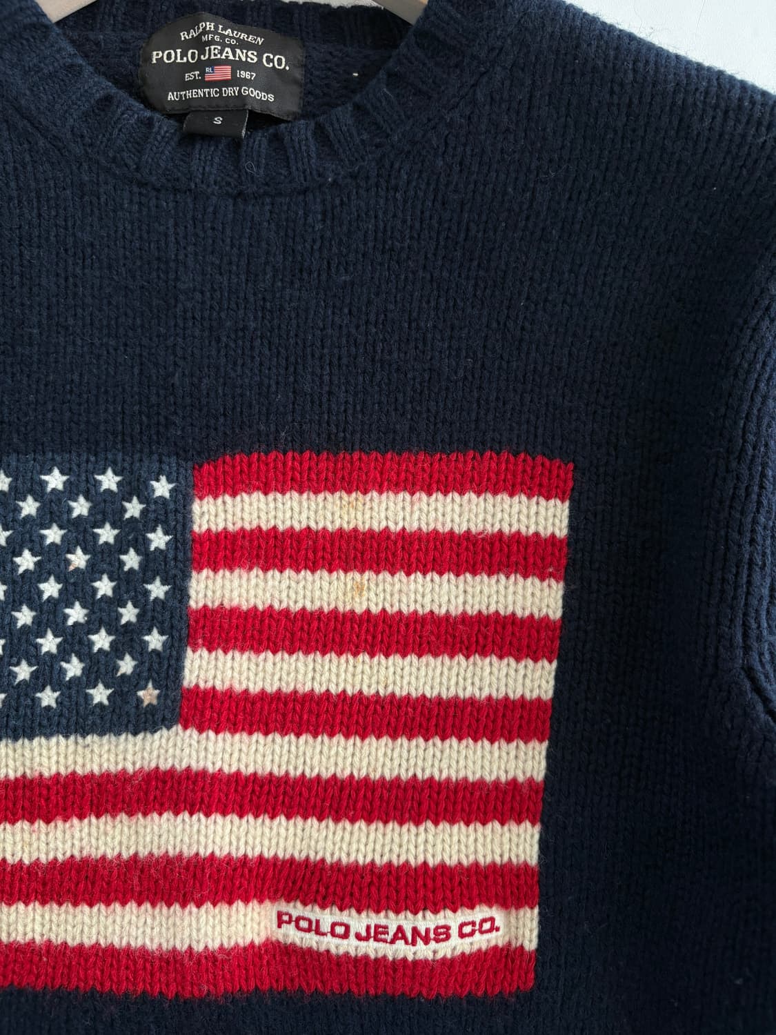 Polo 폴로 랄프로렌 진스 네이비 컬러 성조기 로고 니트 상품이미지5