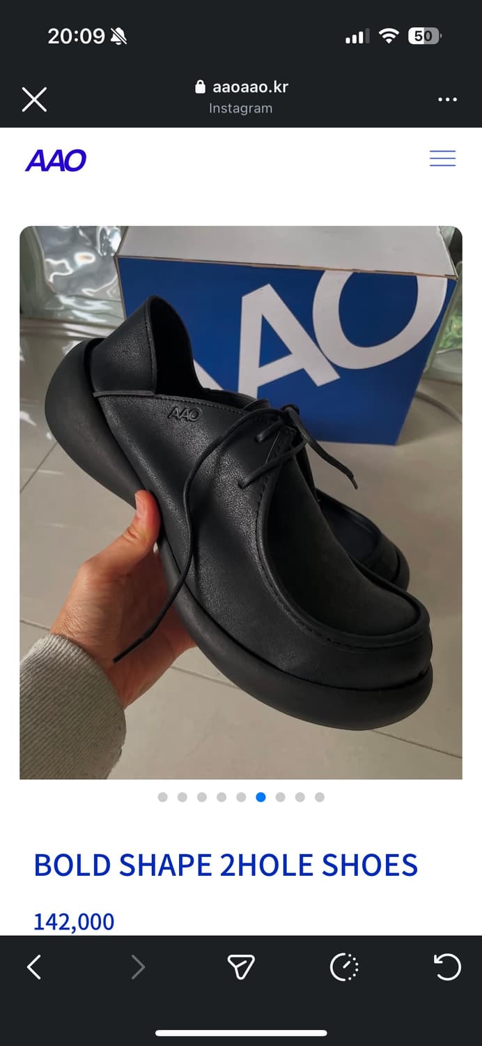 AAO 리게타 볼드 쉐입 투홀 슈즈 블랙 LL size 상품이미지3