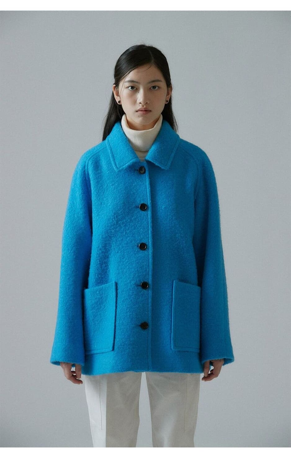 스프링크로커스 부클 레글런 하프 코트 (블루) 상품이미지5