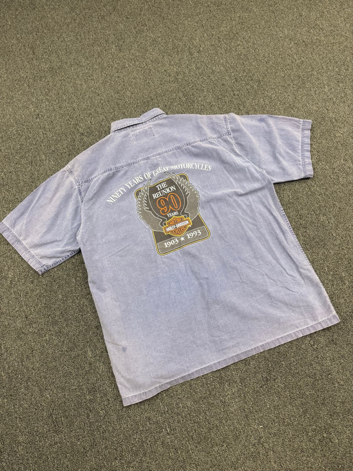 L)할리데이비슨 빈티지 90주년 프린팅 포캣 반팔 셔츠 상품이미지7