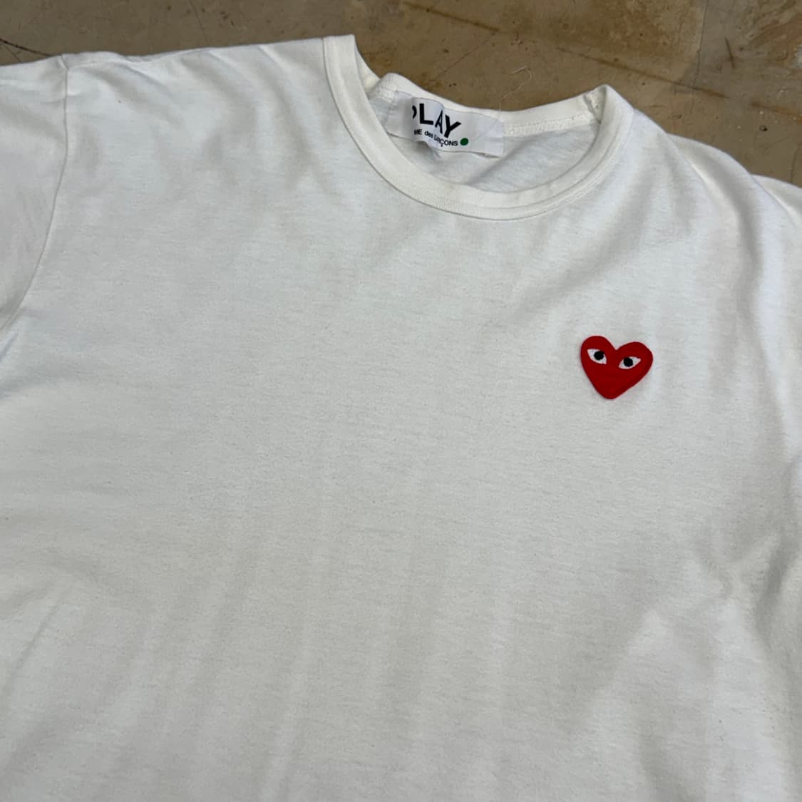 🫶🏻 꼼데가르송 레드 하트 와펜 White 반팔티 🫶🏻 상품이미지2