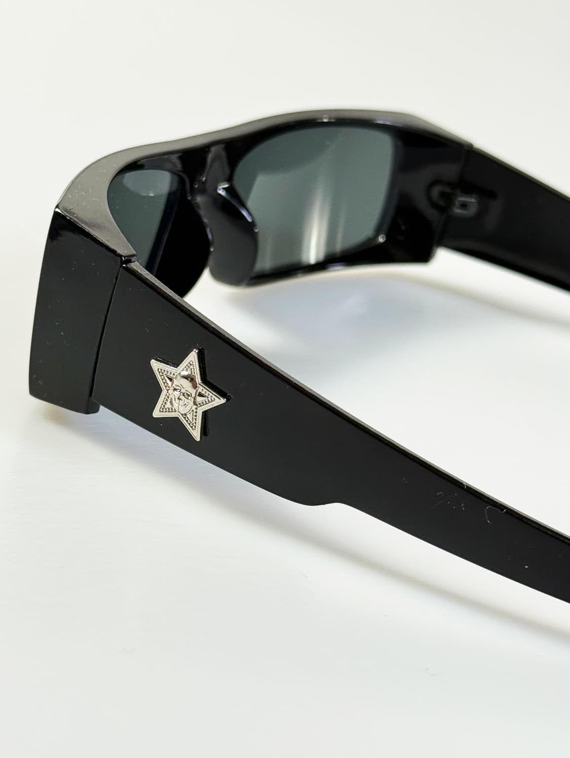 90s 블랙 스퀘어 실버스타 엠블럼 빈티지 선글라스 상품이미지4