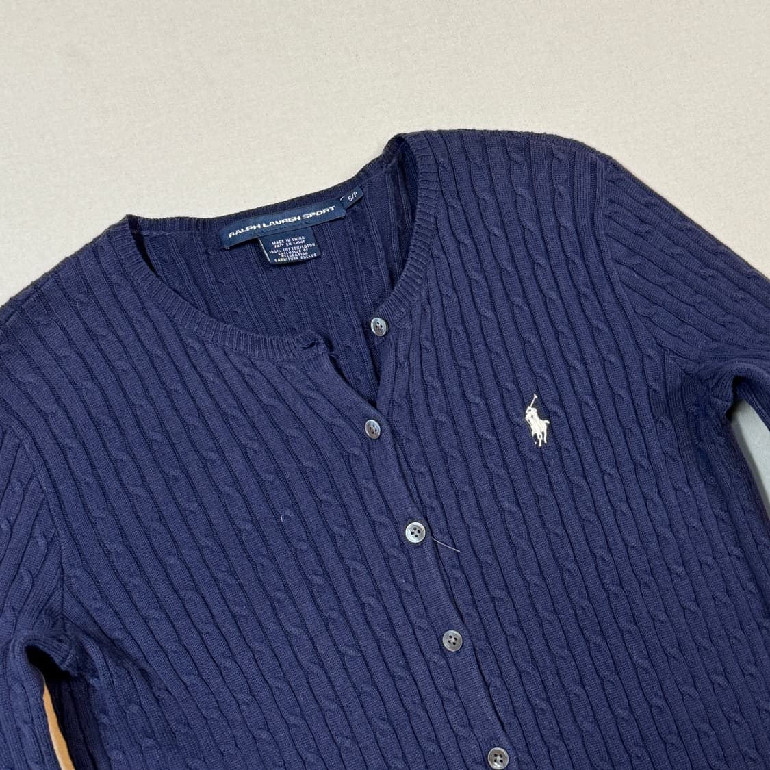 S) 폴로 랄프로렌 코튼 케이블 꽈배기 가디건 네이비 상품이미지4