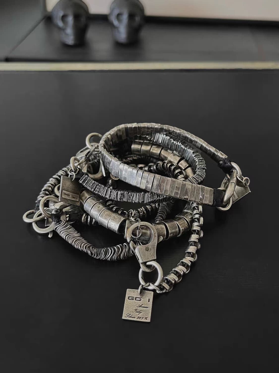 Oceanora 다크 고딕 핸드메이드 925 실버 헤비 팔찌 상품이미지1