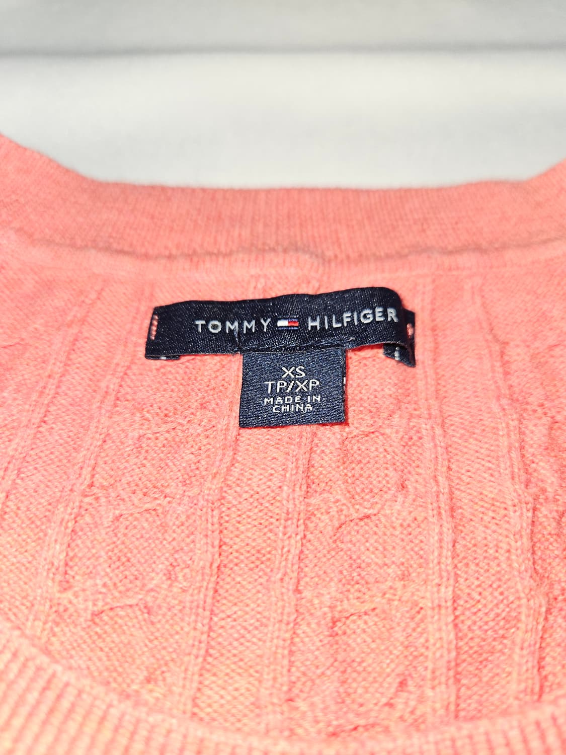 타미힐피거 딸기우유 올드스쿨 꽈배기니트 케이블 니트 탑 셔츠 XS 상품이미지4