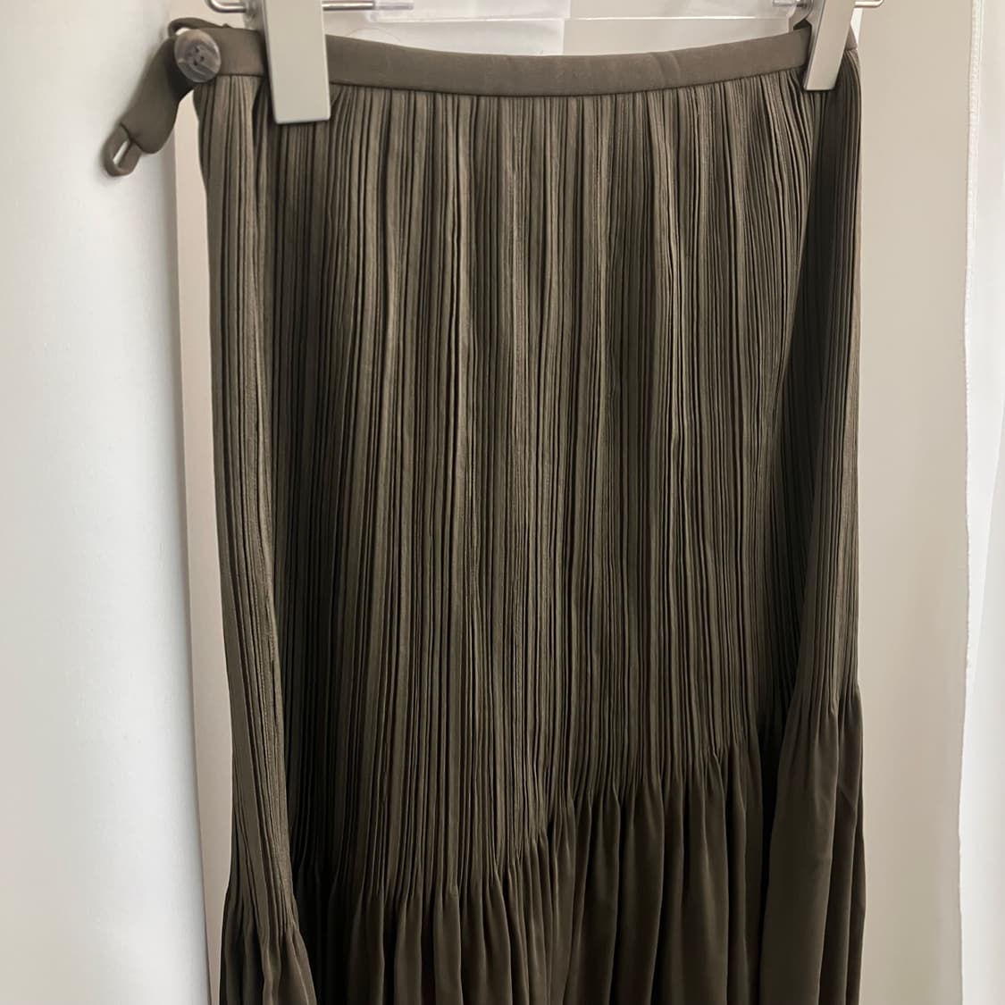 이세이 미야케 카키 플리츠 플리즈 미디 스커트 S 상품이미지4