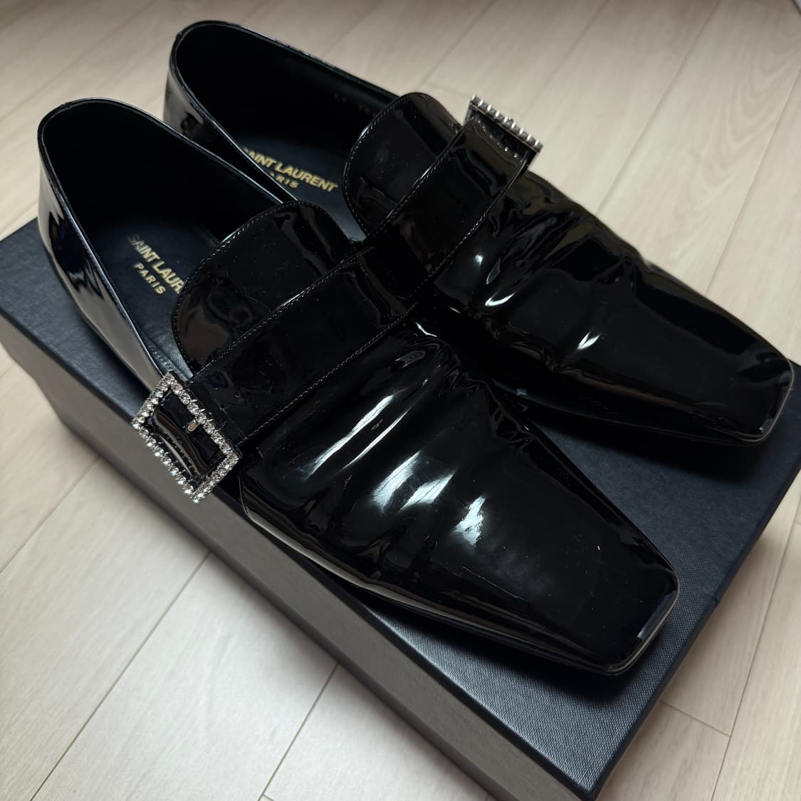 Saint Laurent 생로랑 트리스탄 슬리퍼 페이턴트 레더 로퍼 블랙 상품이미지5